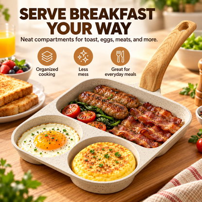🍳 3-In-1 Split Non-Stick Frying Pan - Divided Breakfast Skillet for Eggs & Burgers 🥞