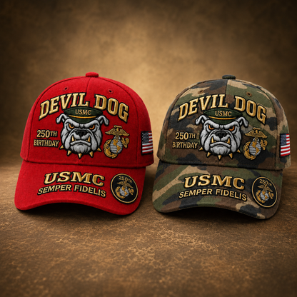 Handmade Devil Dog USMC 250th Birthday Commemorative Cap 🇺🇸