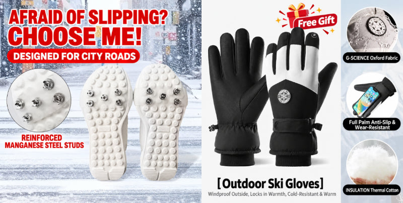 🔥Clearance Sale Buy 2 Get 2 Free+Free Gloves🎁Universal 5-Tooth Ice Cleats for Shoes & Boots