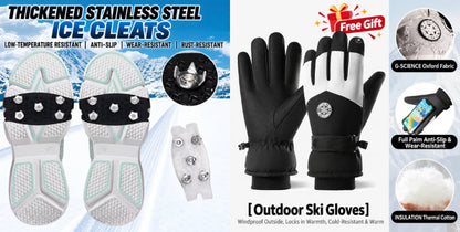 🔥Clearance Sale Buy 2 Get 2 Free+Free Gloves🎁Universal 5-Tooth Ice Cleats for Shoes & Boots