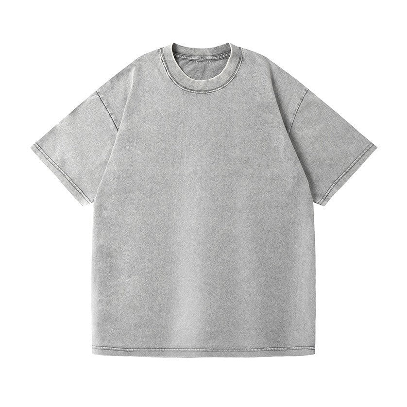 Distressed Washed Cotton 4-Pack Tees Breathable Sports Couples Plain Short Sleeve Black Cream