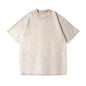 Distressed Washed Cotton 4-Pack Tees Breathable Sports Couples Plain Short Sleeve Black Cream