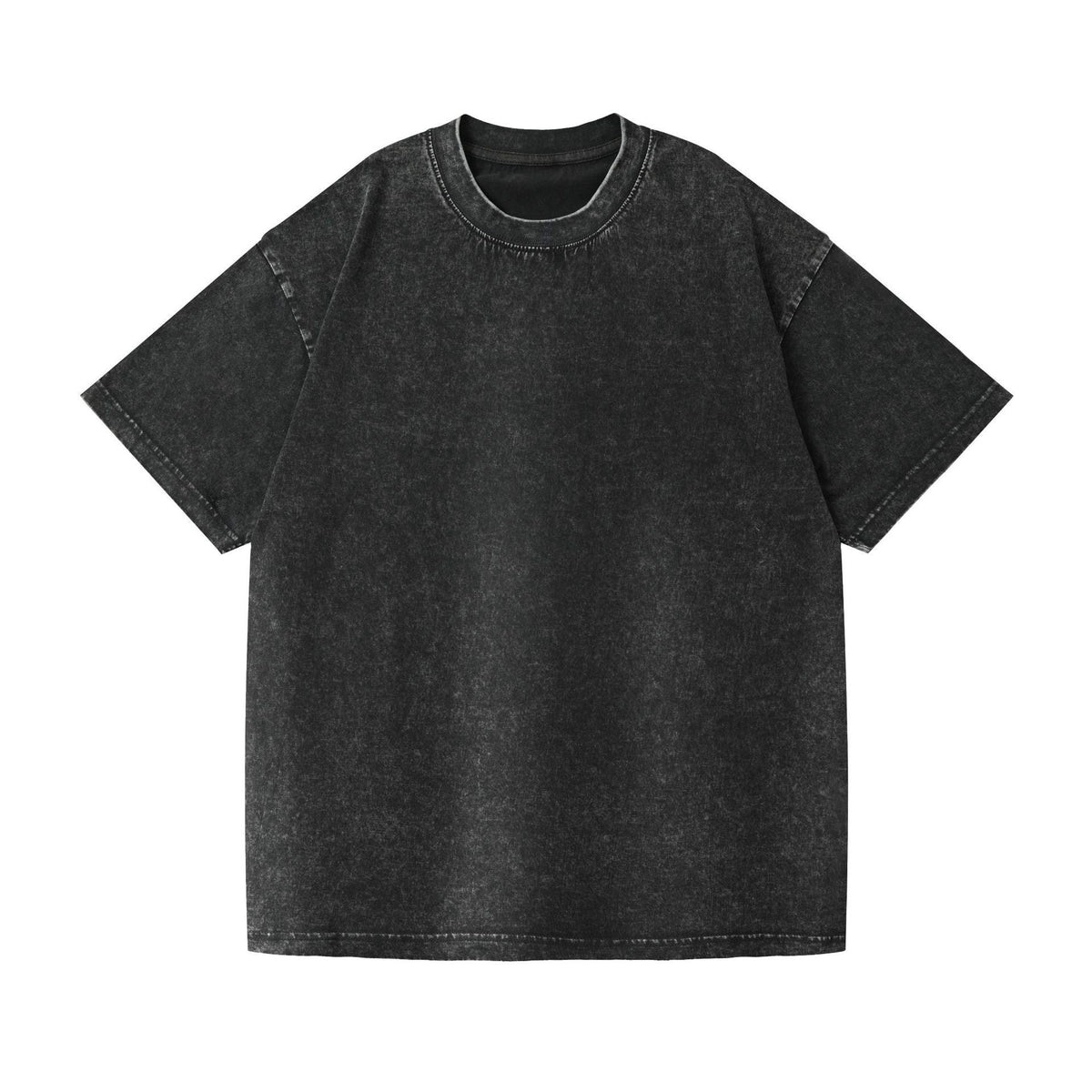 Distressed Washed Cotton 4-Pack Tees Breathable Sports Couples Plain Short Sleeve Black Cream