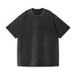 Distressed Washed Cotton 4-Pack Tees Breathable Sports Couples Plain Short Sleeve Black Cream