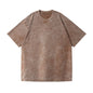 Distressed Washed Cotton 4-Pack Tees Breathable Sports Couples Plain Short Sleeve Black Cream