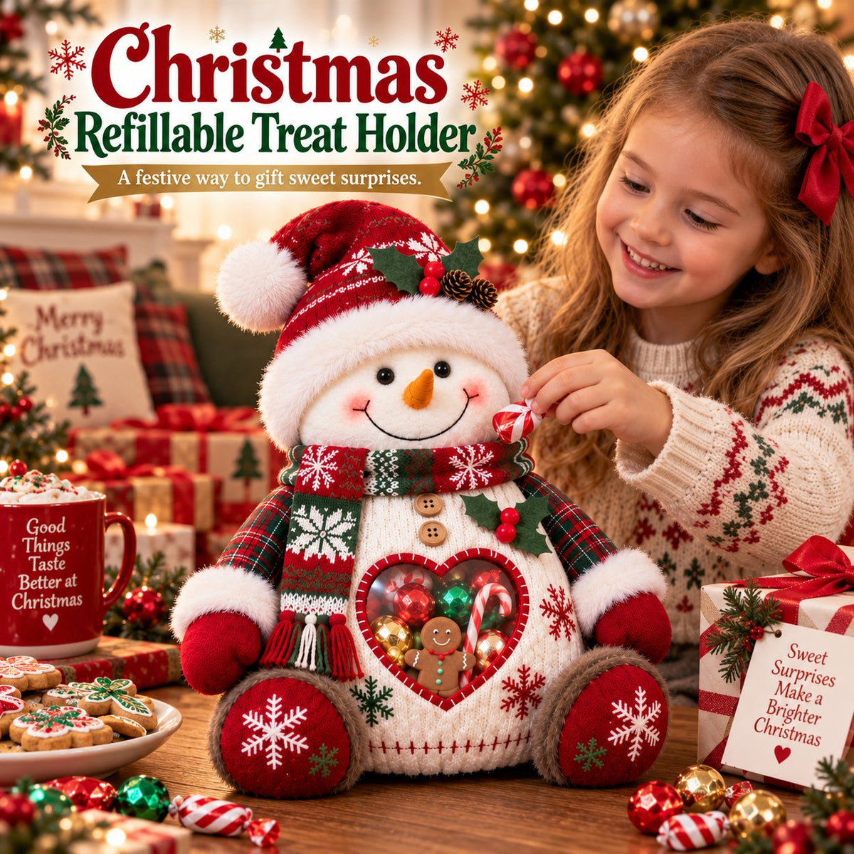 🎅 🎄Handmade Christmas Character Refillable Treat Holder