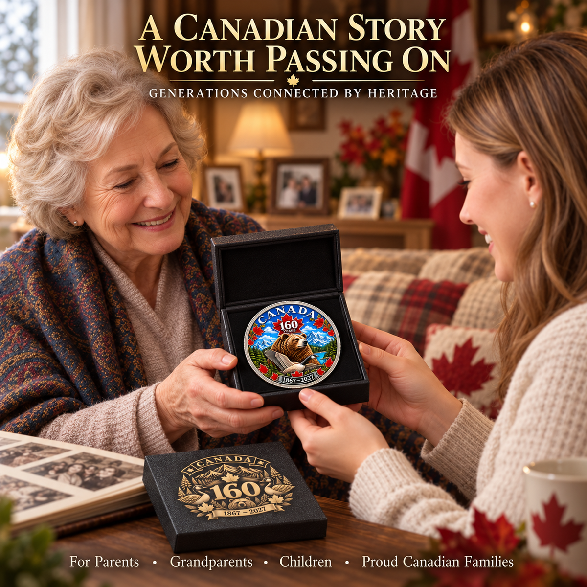 🍁 Canada 160th Anniversary Heritage Coin | Two-Sided 3D Wildlife Design