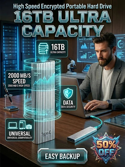 🏆Flash Sale⚡  Almost Gone-🔥16TB Large-Capacity Type-C Portable Mini SSD