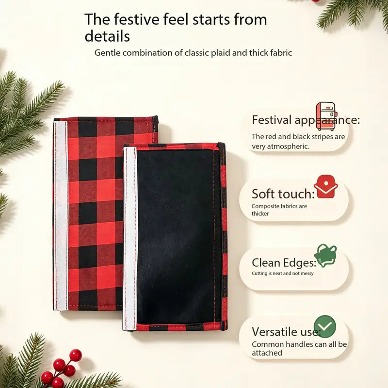 Christmas Refrigerator Handle Covers | Plush Plaid Wraps