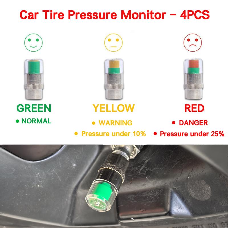 4PCS Tire Pressure Monitoring Valve Caps for Cars, Motorcycles & Bikes