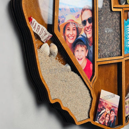 🗺️ USA Travel Memory Map – Wooden Keepsake Wall Display