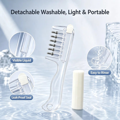 Refillable Scalp Oil Applicator Comb – Precision Serum Application with 7 Metal Massage Tips