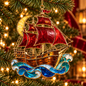 Pirate Adventures – Vintage Stained Glass-Style Christmas Ornaments, Set of 6
