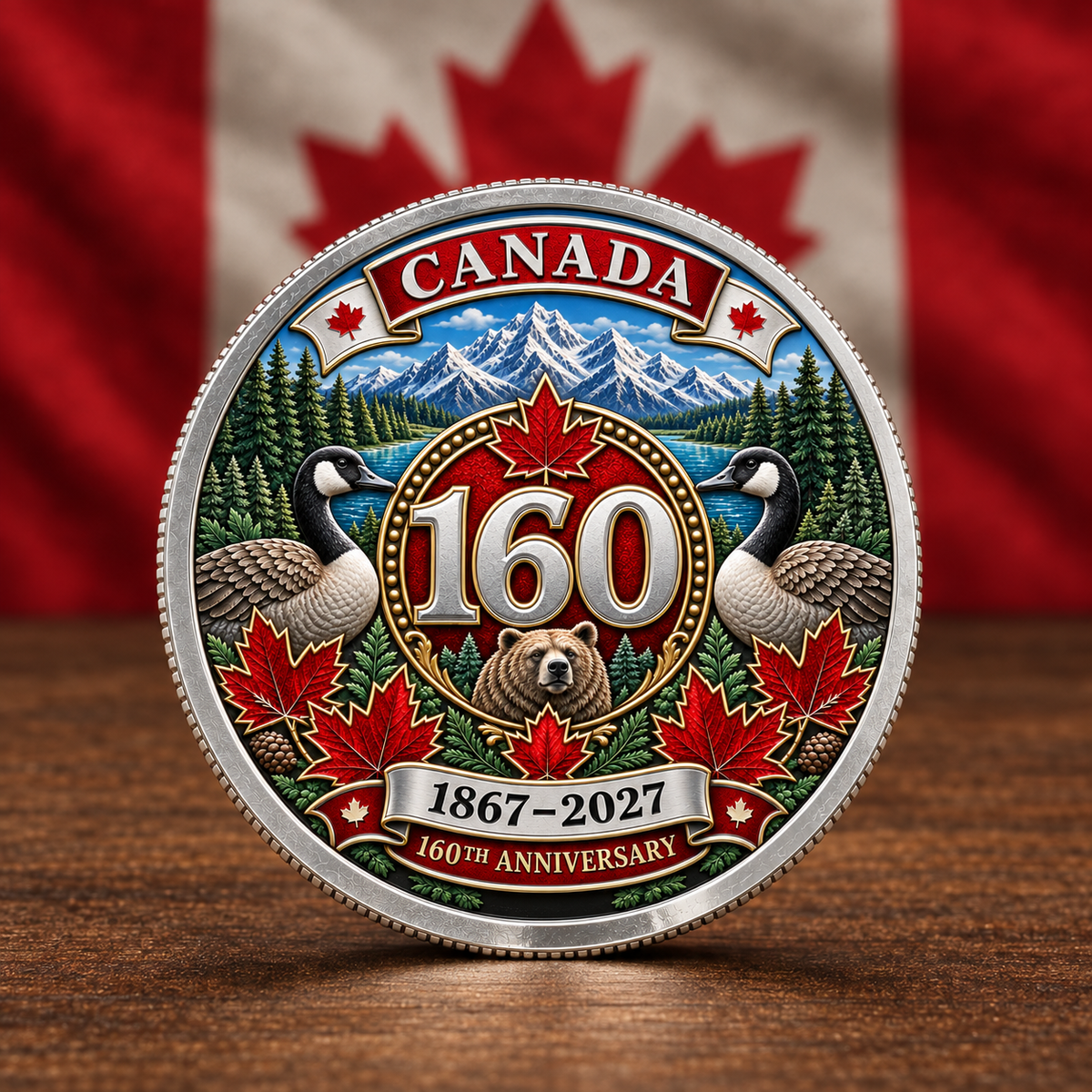 🍁 Canada 160th Anniversary Heritage Coin | Two-Sided 3D Wildlife Design