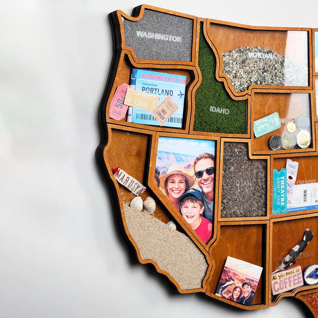 🗺️ USA Travel Memory Map – Wooden Keepsake Wall Display