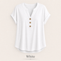 2026 Hot Style Women’s V-Neck Henley Top – Casual Loose Short Sleeve Dressy Blouse & Basic Tee