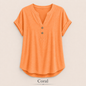 2026 Hot Style Women’s V-Neck Henley Top – Casual Loose Short Sleeve Dressy Blouse & Basic Tee