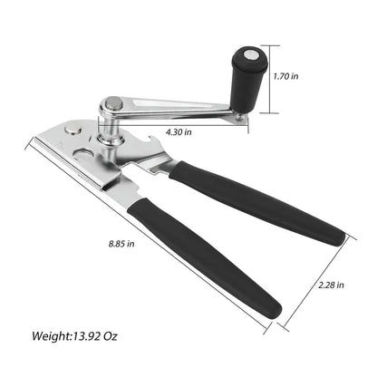 Manual Crank Can Opener - Heavy-Duty Stainless Steel Kitchen Utensil