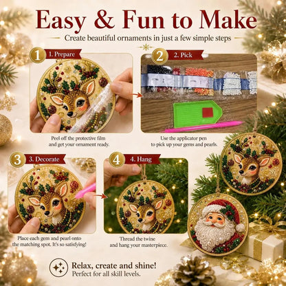🔥Hot Sale 49% Off🎄Christmas DIY Diamond Painting Ornaments Kit (6-Piece) – Xmas Tree Hanging Craft Decoration