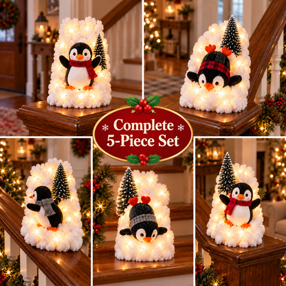 Penguin Christmas Stair Snow Decor