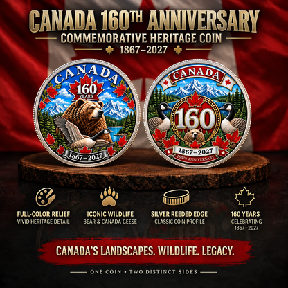 🍁 Canada 160th Anniversary Heritage Coin | Two-Sided 3D Wildlife Design