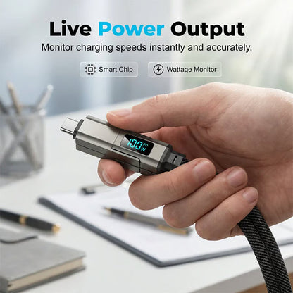🔌 4-in-1 Digital Display Keychain Charging Cable — Power Anytime, Anywhere