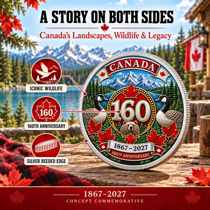 🍁 Canada 160th Anniversary Heritage Coin | Two-Sided 3D Wildlife Design