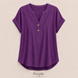 2026 Hot Style Women’s V-Neck Henley Top – Casual Loose Short Sleeve Dressy Blouse & Basic Tee