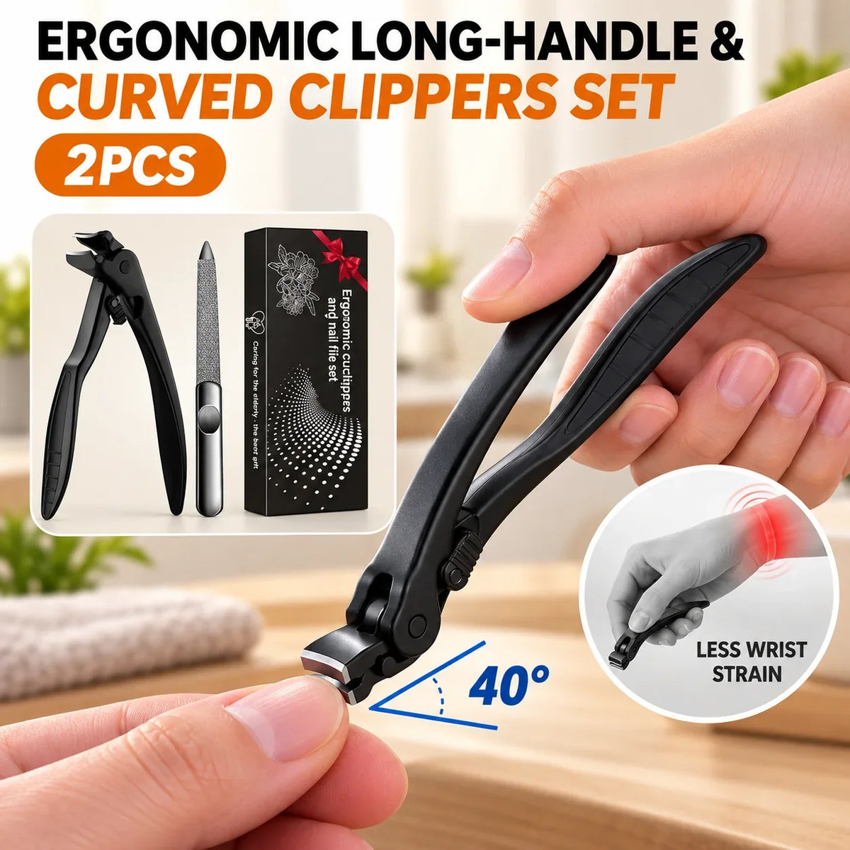 ✂️Black Curved Nail Clipper – Ergonomic & Easy for Seniors 🖤