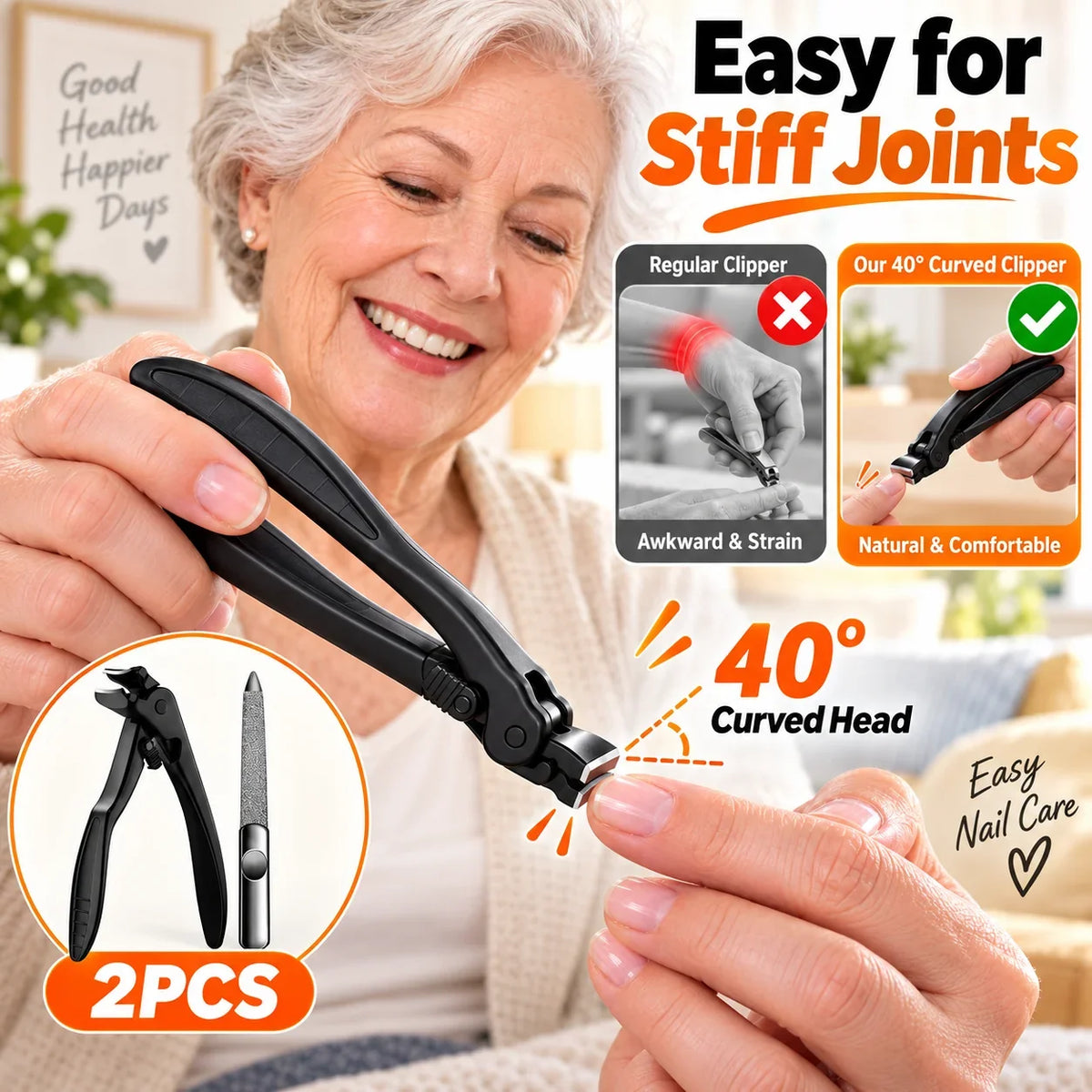 ✂️Black Curved Nail Clipper – Ergonomic & Easy for Seniors 🖤