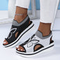 Women's Breathable Knit Platform Wedge Sandals with Arch Support
