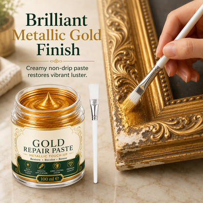 ✨ Gold Metallic Refinishing Paste – Restore Faded Frames & Home Decor with Brush 🖌️
