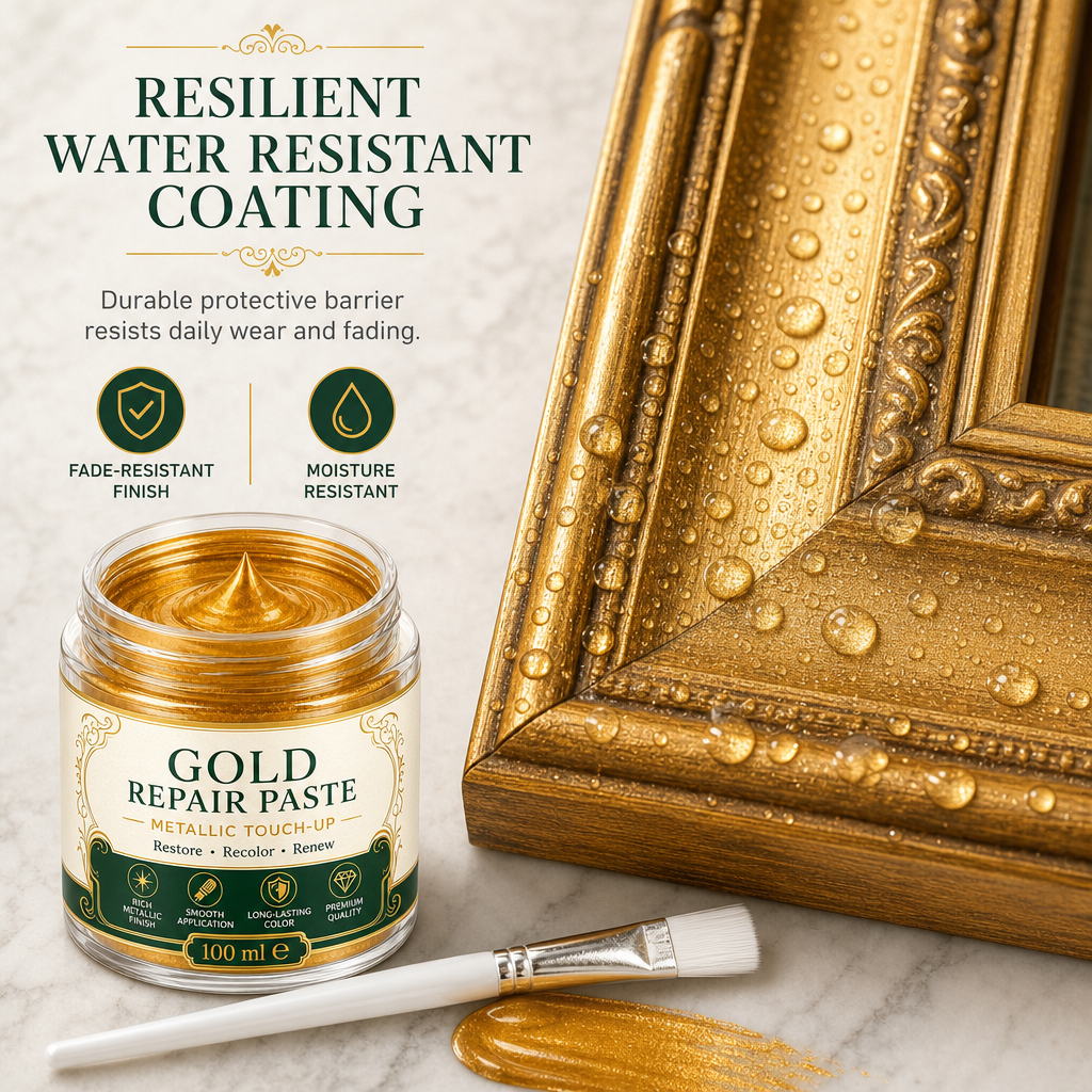 ✨ Gold Metallic Refinishing Paste – Restore Faded Frames & Home Decor with Brush 🖌️